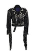 Men's Black Brando Biker Jacket with Silver Studs and Long Fringe – Premium Cowhide Leather, Stylish & Durable Motorcycle Gear Finges Hippe